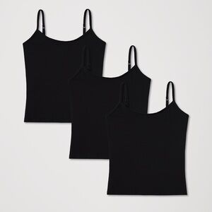 Pact Women's Black Slim Spaghetti Strap Tank Tops - Pack of 3